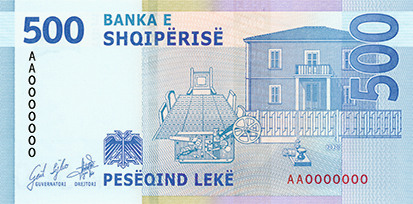 Reversul bancnotei 500 lek albanezi