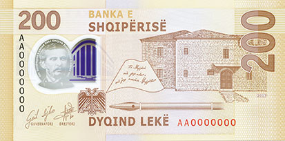 Reversul bancnotei 200 lek albanezi