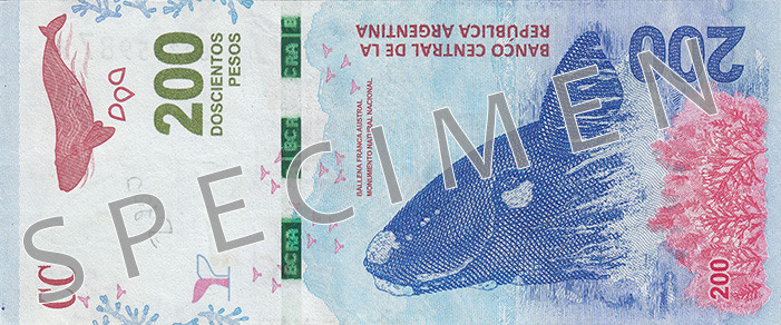 Aversul bancnotei de 200 Peso argentinian