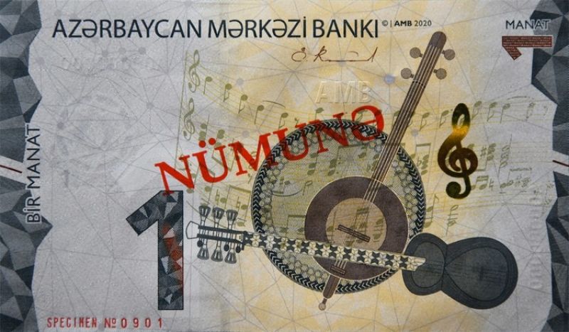 Obverse of banknote of 1 Azerbaijani manat 2021