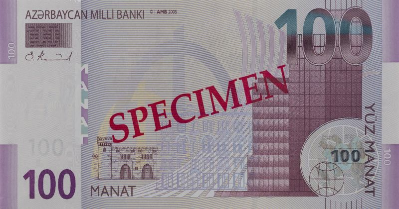 Obverse of banknote of 100 Azerbaijani manat