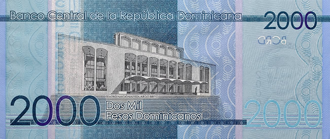 Reversul bancnotei de 2000 peso dominicani