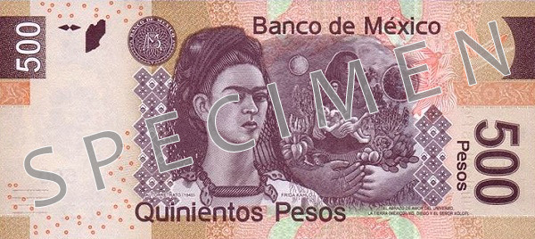 Reversul bancnotei de 500 peso mexicani