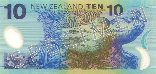 Reversul bancnotei de 10 dolari neozeelandezi