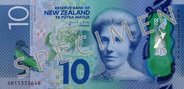Aversul bancnotei de 10 dolari neozeelandezi