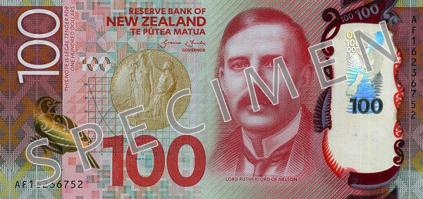 Aversul bancnotei de 100 dolari neozeelandezi