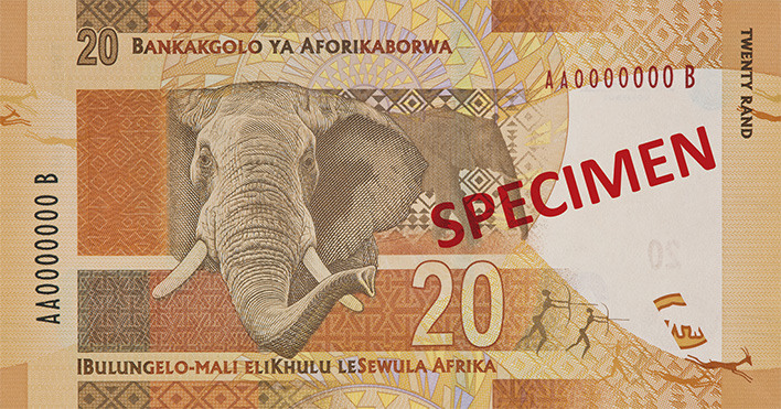 Reversul bancnotei de 20 rand sud-african