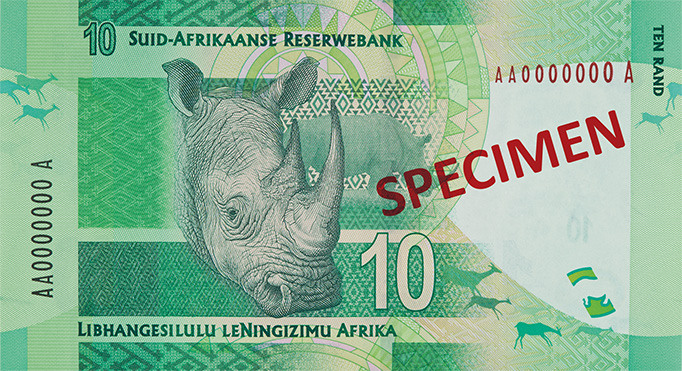 Reversul bancnotei de 10 rand sud-african