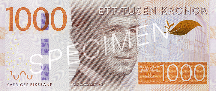 Aversul bancnotei de 1000 SEK