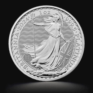 Aversul monedei de platină Britannia