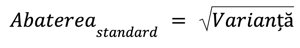 abaterea standard formulă