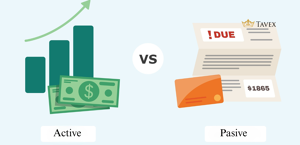 active vs pasive ilustrate cu bani cash și carduri de credit